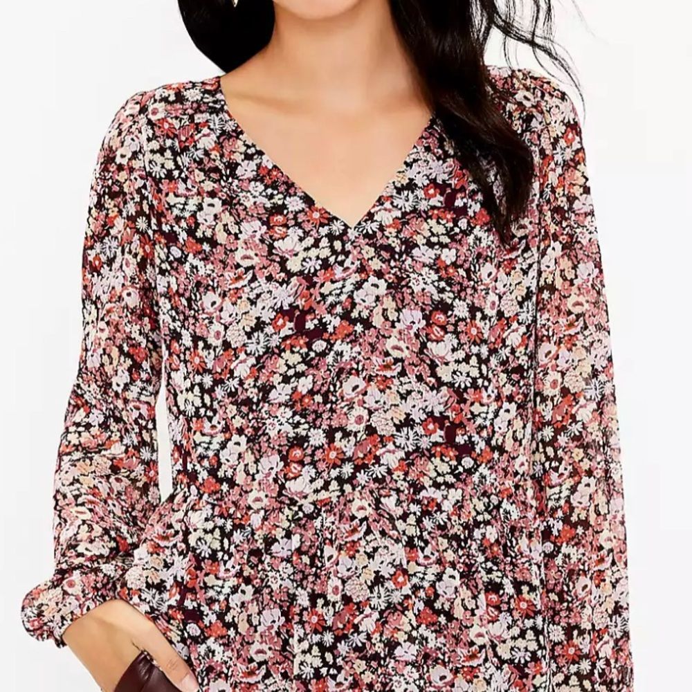Floral V-Neck Peplum Blouse